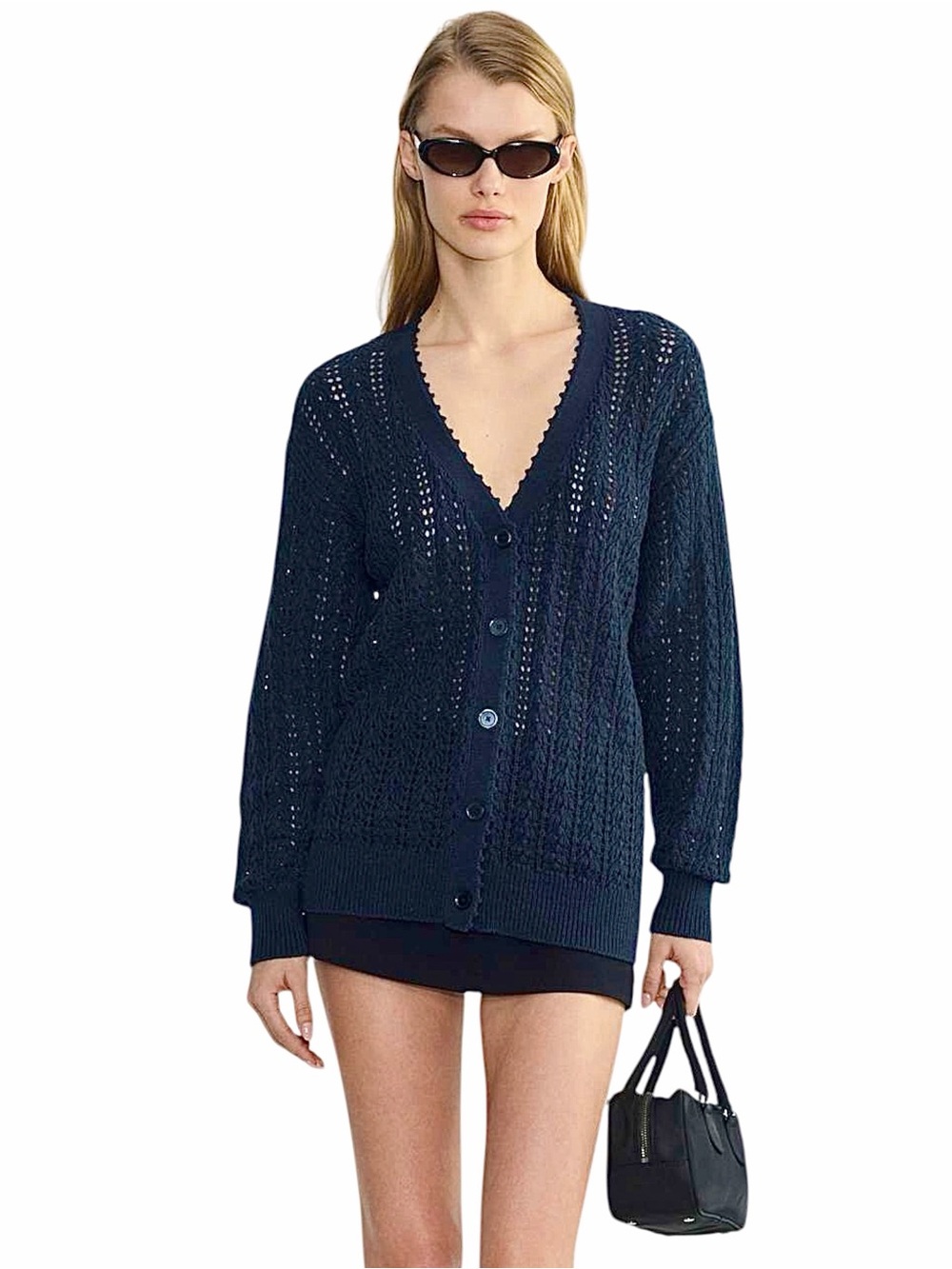 NWT – Aritzia | Wilfred – Reverance Crochet Cardigan – Dark Night Navy – Sz. L